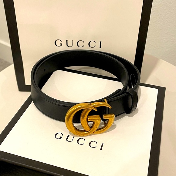 Gucci Leather Belt with Double G Buckle
